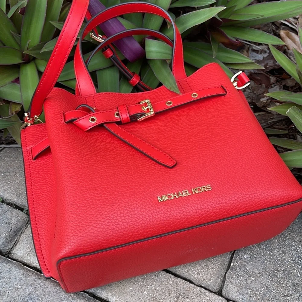 MICHAEL KORS EMILIA SMALL SATCHEL DARK SANGRIA - Picture 15 of 16